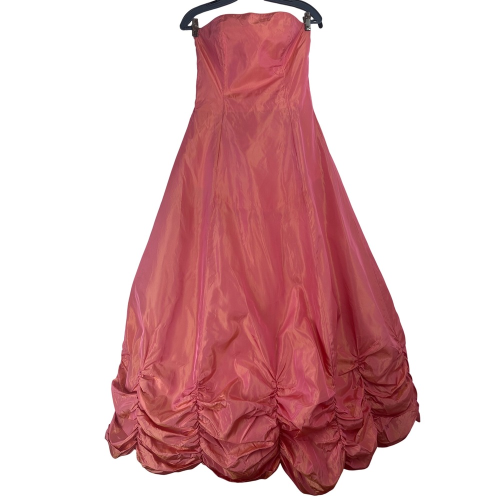 Gunne Sax Vintage Y2K Pink Iridescent Strapless Gown Dress 5 Prom HOCO Formal